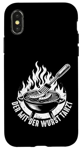 Grillen Der mit der Wurst tanzt BBQ Vatertag Mann Hülle für iPhone X/XS von Grillen Papa Wurst BBQ Geschenk Vatertag