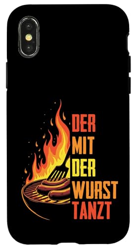 Grillen Der mit der Wurst tanzt BBQ Vatertag Mann Hülle für iPhone X/XS von Grillen Papa Wurst BBQ Geschenk Vatertag