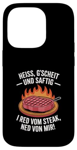 Heiß gscheit und saftig Grillen Humor Dialekt Hülle für iPhone 14 Pro Heiß gscheit und saftig Grillen Humor Dialekt Hülle für iPhone 14 Pro von Grillen Steak Spruch Dialekt Österreich Humor