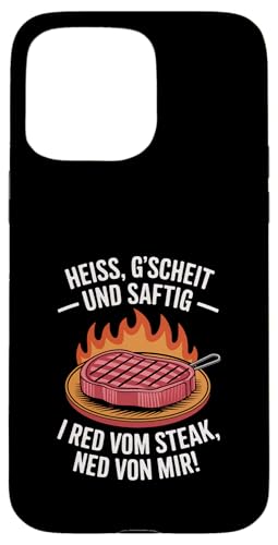 Heiß gscheit und saftig Grillen Humor Dialekt Hülle für iPhone 15 Pro Max Heiß gscheit und saftig Grillen Humor Dialekt Hülle für iPhone 15 Pro Max von Grillen Steak Spruch Dialekt Österreich Humor