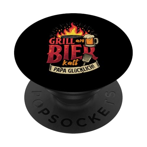 Grill An Bier Kalt Papa Glücklich Vatertag BBQ Grillen PopSockets Klebender PopGrip Grill An Bier Kalt Papa Glücklich Vatertag BBQ Grillen PopSockets Klebender PopGrip von Grillen Vatertag Grillmeister BBQ Papa Geschenk