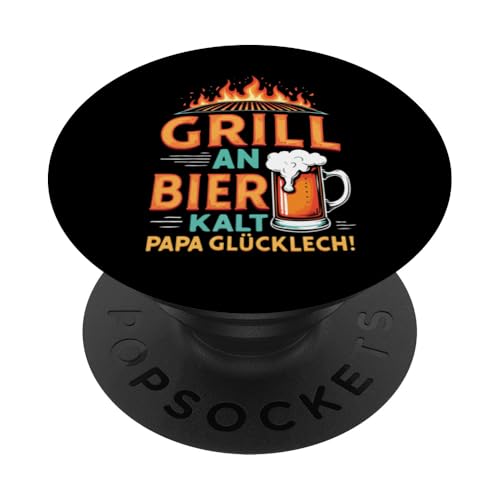 Grill An Bier Kalt Papa Glücklich Vatertag BBQ Grillen PopSockets Klebender PopGrip Grill An Bier Kalt Papa Glücklich Vatertag BBQ Grillen PopSockets Klebender PopGrip von Grillen Vatertag Grillmeister BBQ Papa Geschenk