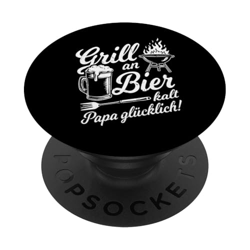 Grill An Bier Kalt Papa Glücklich Vatertag BBQ Grillen PopSockets Klebender PopGrip von Grillen Vatertag Grillmeister BBQ Papa Geschenk