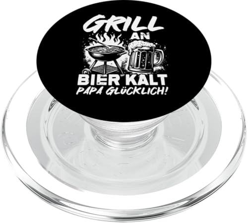 Grill An Bier Kalt Papa Glücklich Vatertag BBQ Grillen PopSockets PopGrip für MagSafe von Grillen Vatertag Grillmeister BBQ Papa Geschenk