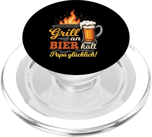 Grill An Bier Kalt Papa Glücklich Vatertag BBQ Grillen PopSockets PopGrip für MagSafe von Grillen Vatertag Grillmeister BBQ Papa Geschenk