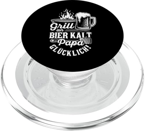 Grill An Bier Kalt Papa Glücklich Vatertag BBQ Grillen PopSockets PopGrip für MagSafe von Grillen Vatertag Grillmeister BBQ Papa Geschenk