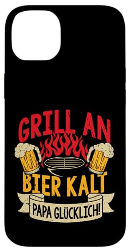 Grillen An Bier Kalt Papa Glücklich Vatertag BBQ Grillem Hülle für iPhone 14 Plus von Grillen Vatertag Grillmeister BBQ Papa Geschenk