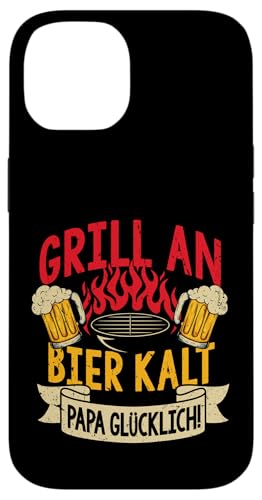 Grillen An Bier Kalt Papa Glücklich Vatertag BBQ Grillem Hülle für iPhone 14 von Grillen Vatertag Grillmeister BBQ Papa Geschenk