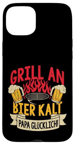 Grillen An Bier Kalt Papa Glücklich Vatertag BBQ Grillem Hülle für iPhone 15 Plus von Grillen Vatertag Grillmeister BBQ Papa Geschenk
