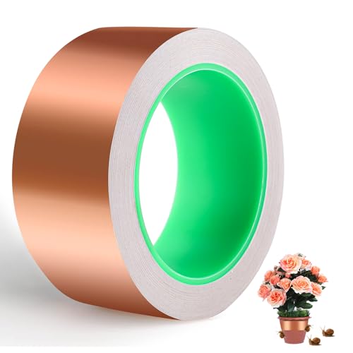 Grillix Kupferband Gegen Schnecken, 50mm x 20m Schneckenzaun Schneckenschutz für Hochbeet Pflanzen,Schneckenschutz Kupferband für Hochbeet Pflanzen, Selbstklebend Schneckenabwehr von Grillix