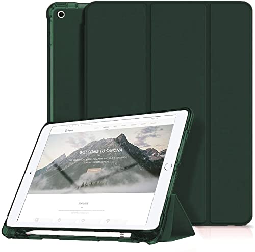 GrimClub Dunkelgrün Hülle für iPad 2019 2020 2021 10,2 Zoll iPad 9/8/7 Generation Hülle mit Stiftschlitz Pencil Halte von GrimClub