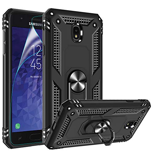 Gritup Galaxy J7 2018 Handyhülle, Samsung J7 Aero/J7 Top/J7 Crown/J7 Aura/J7 Refine/J7 Star/J7 Eon Hülle, 360 Grad drehbarer Metall-Ringhalter, Ständer Für Galaxy J 7 2018 schwarz von Gritup