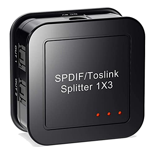 Griwiuiowe Digital Optisch Audio 1X3 Splitter,Digitaler SPDIF TOSLINK Optisch Faser Audio Splitter,1 in 3 Aus, für Blue-Ray DVD HDTV von Griwiuiowe