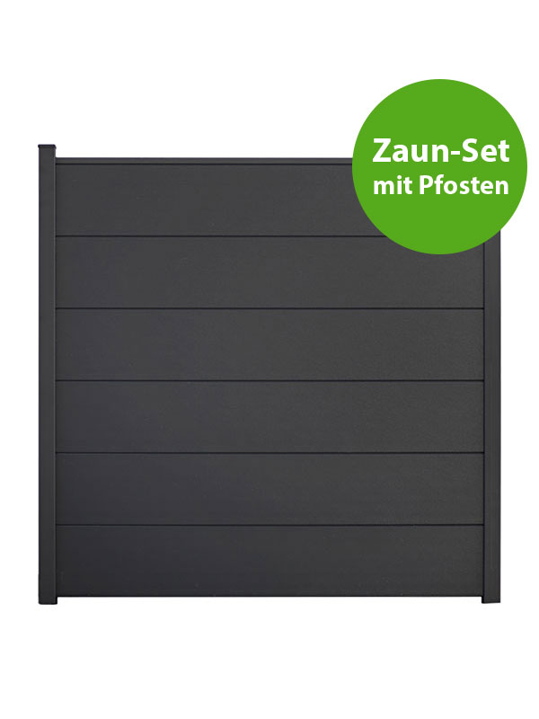 GroJaBasicLine Steckzaun Komplettset mit Alu-Pfosten, Anthrazit, 26,42 m von GroJa
