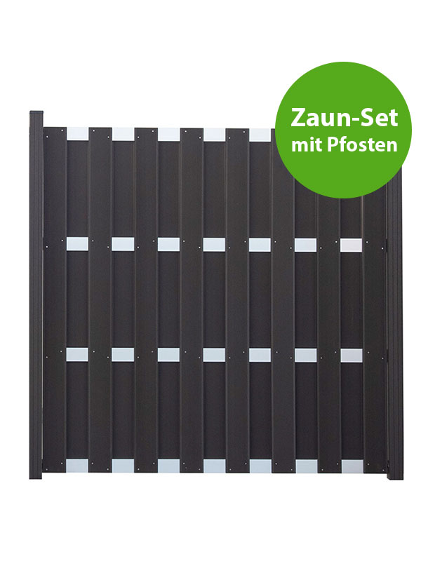 GroJaFertigzaun Komplettset mit Alu-Pfosten, Anthrazitgrau, 5,74 m von GroJa
