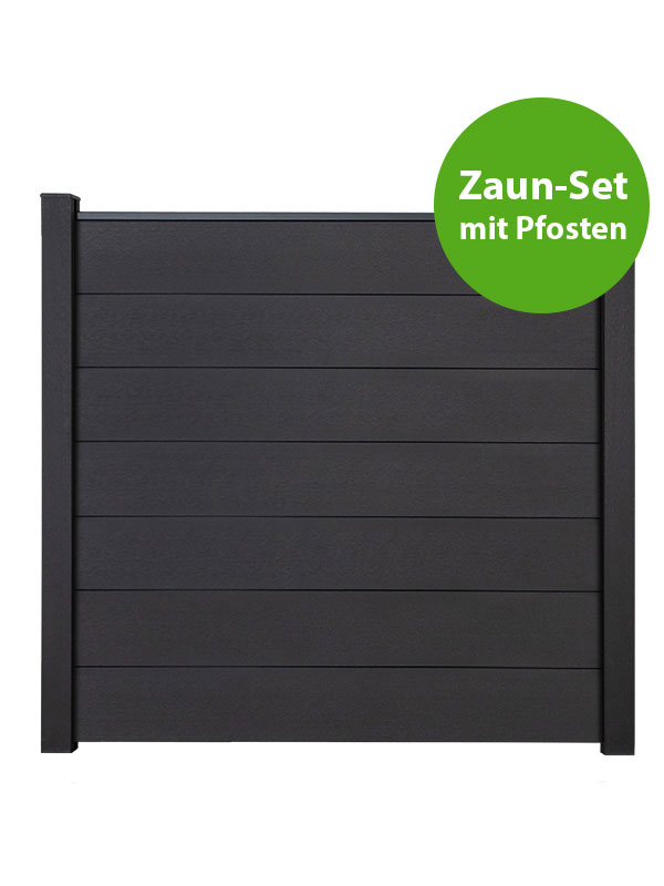 GroJaSolid Grande Steckzaun Komplettset mit WPC-Pfosten, Anthrazitgrau, 3,86 m von GroJa