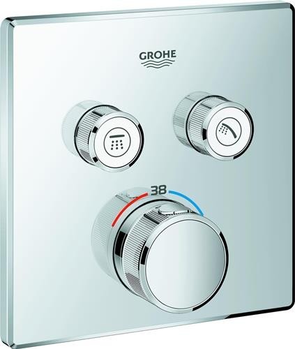Grohe Thermostat GROHTHERM SMARTCONTROL eckig, 2 Absperrventile chrom 29124000 von Grohe Deutschland Vertriebs