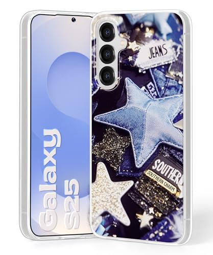 Gronda Hülle für Samsung Galaxy S25 5G Hülle Niedlich Handyhülle Vergilbungsfrei mit Blaues Stern-Design case Stoßfest Dünne Bumper schutzhülle Kompatibel mit Samsung Galaxy S25 6,2zoll von Gronda