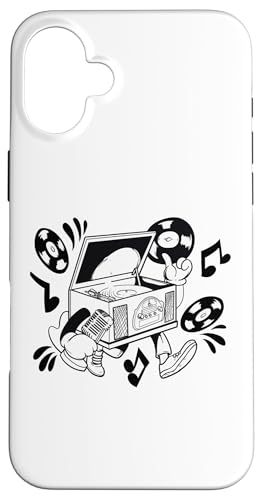 Retro Plattenspieler Cartoon Vibe Hülle für iPhone 16 Plus Retro Plattenspieler Cartoon Vibe Hülle für iPhone 16 Plus von Groove Line Illustration Co