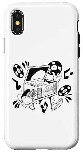 Retro Plattenspieler Cartoon Vibe Hülle für iPhone X/XS Retro Plattenspieler Cartoon Vibe Hülle für iPhone X/XS von Groove Line Illustration Co