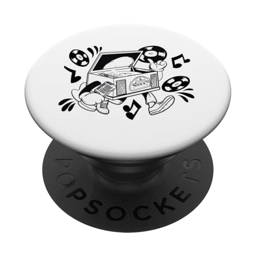 Retro Plattenspieler Cartoon Vibe PopSockets Klebender PopGrip Retro Plattenspieler Cartoon Vibe PopSockets Klebender PopGrip von Groove Line Illustration Co