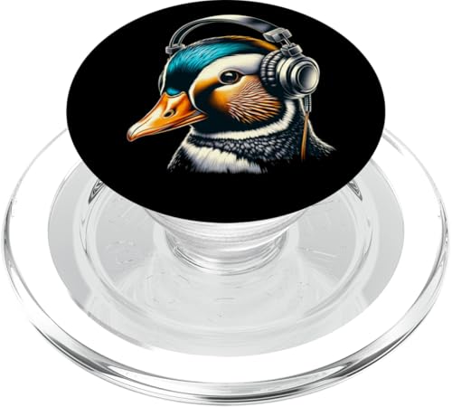 Coole Ente mit Kopfhörern | Bunte Musikliebhaber Tierkunst PopSockets PopGrip für MagSafe von Groovy Ente | Musik Vibes Geschenke
