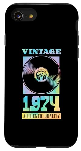 Vintage 1974 Geburtsjahr Authentische Vinyl-Schallplatte Geburtstag Hülle für iPhone SE (2020) / 7 / 8 von Groovy Vinyl Record Themed Birthday Party Supply