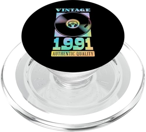 Vintage 1991 Geburtsjahr Authentische Vinyl-Schallplatte Geburtstag PopSockets PopGrip für MagSafe von Groovy Vinyl Record Themed Birthday Party Supply