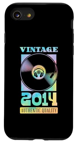 Vintage 2014 Geburtsjahr authentische Vinyl-Schallplatte Geburtstag Hülle für iPhone SE (2020) / 7 / 8 von Groovy Vinyl Record Themed Birthday Party Supply