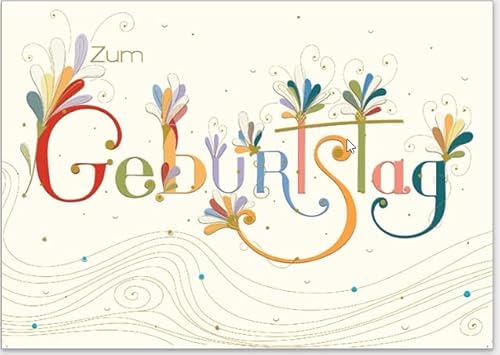 Höchste Qualität: wunderschöne Gruß-Karte aus dickem geprägtem Papier mit Umschlag ("Zum Geburtstag" - Schriftzug) von GrosseJewels
