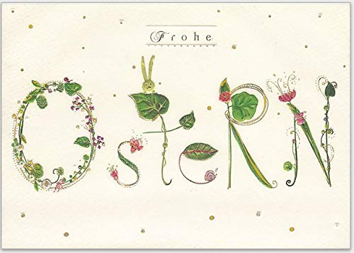 Oster-Karte: Wunderschöne Relief-Karte, hochwertig, farbenfroh als Gruß zu Ostern mit Umschlag (Blumenranken) von GrosseJewels