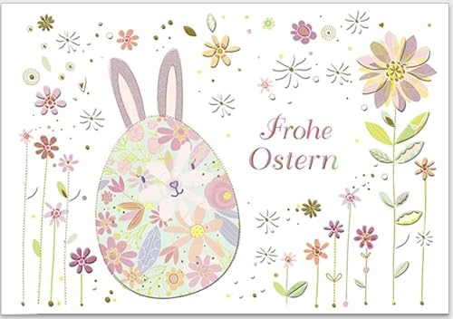 Oster-Karte: Wunderschöne Relief-Karte, hochwertig, farbenfroh als Gruß zu Ostern mit Umschlag (Hase als Osterei) von GrosseJewels