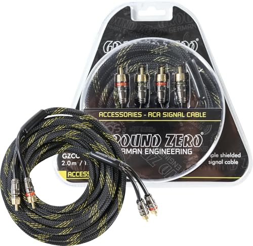 Ground Zero GZCC 2.0X-TP Cinchkabel – 2-Kanal RCA Kabel, 2 Meter, dreifach geschirmt, Twisted Pair Technik, vergoldete Stecker von Ground Zero