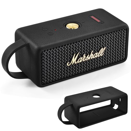 Growalleter Silikonhülle für Marshall Emberton III Tragbarer Bluetooth-Lautsprecher, Reise Schutzhülle Kompatibel mit Marshall Emberton III Zubehör, Emberton III Silikonhülle (Schwarz) von Growalleter