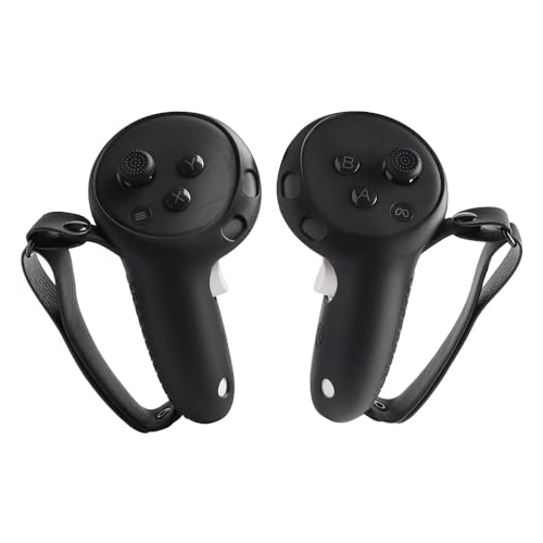 Growalleter VR Touch Controller Grips Cover für Meta Quest 3s/Quest 3, Virtual Reality Headset-Zubehör, Silikon-Schutzhülle mit Verstellbarer Handschlaufe (Schwarz) von Growalleter