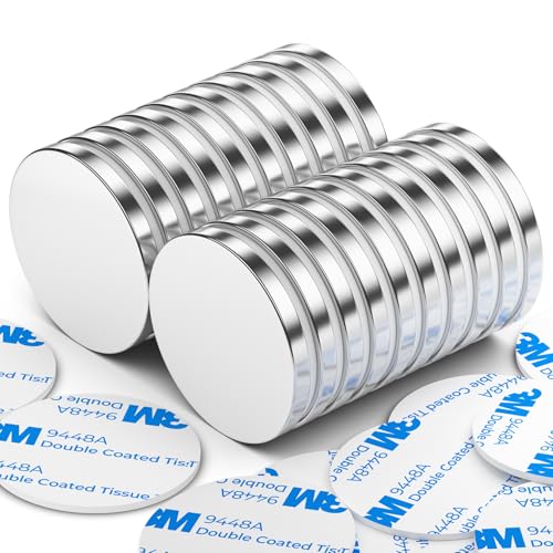 Grtard 16er-Pack Neodym-Magnete, robuste runde Seltenerdmagnete, superstarke Neodym-Scheibenmagnete, starker Magnet mit doppelseitigem Klebeband (Silver, 24 Pack) von Grtard