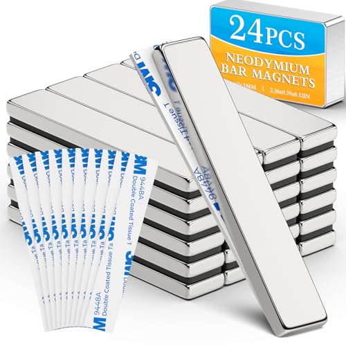 Grtard 24 Stück 60x10x3 mm Neodym Magnete Extra Stark, Starke Stabmagnet, Magnetstreifen, Seltenerdmagnete mit Doppelseitigem Klebemittel, Kühlschrankmagnet für Mehrfachnutzung Grtard 24 Stück 60x10x3 mm Neodym Magnete Extra Stark, Starke Stabmagnet, Magnetstreifen, Seltenerdmagnete mit Doppelseitigem Klebemittel, Kühlschrankmagnet für Mehrfachnutzung von Grtard