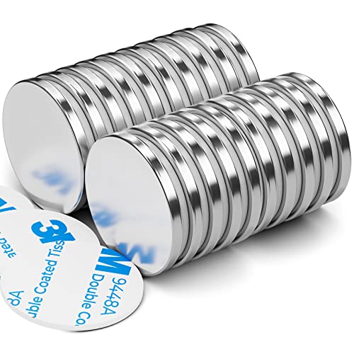 Starke Magnete für Magnettafel, 20 Stück 30 x 3 mm 8 KG Ziehen Silber Neodym Magnete Extra Stark, Magnet Stark, Whiteboard Magnet, Kühlschrankmagnete, Seltenerdmagnete mit Doppelseitigem Klebstoff von Grtard