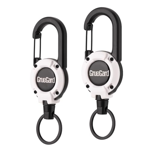 GrueGard Ausweishalter Ausziehbar, Schlüsselanhänger Schlüsselband Schlüsselrolle Retractable Badge Holder, Ausweis JoJo mit Schlüsselring & 60cm Ausziehbar Stahlseil, 2PCS (2, Weiß) von GrueGard