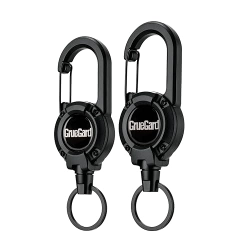 GrueGard Ausweishalter Ausziehbar, Schlüsselanhänger Schlüsselband Schlüsselrolle Retractable Badge Holder, Ausweis JoJo mit Schlüsselring & 60cm Ausziehbar Stahlseil, 2PCS GrueGard Ausweishalter Ausziehbar, Schlüsselanhänger Schlüsselband Schlüsselrolle Retractable Badge Holder, Ausweis JoJo mit Schlüsselring & 60cm Ausziehbar Stahlseil, 2PCS von GrueGard