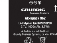 Grundig Li-Ion 1000 mAh, Akku, Grundig, Digta 7, Schwarz, Lithium-Ion (Li-Ion), 1000 mAh von Grundig International