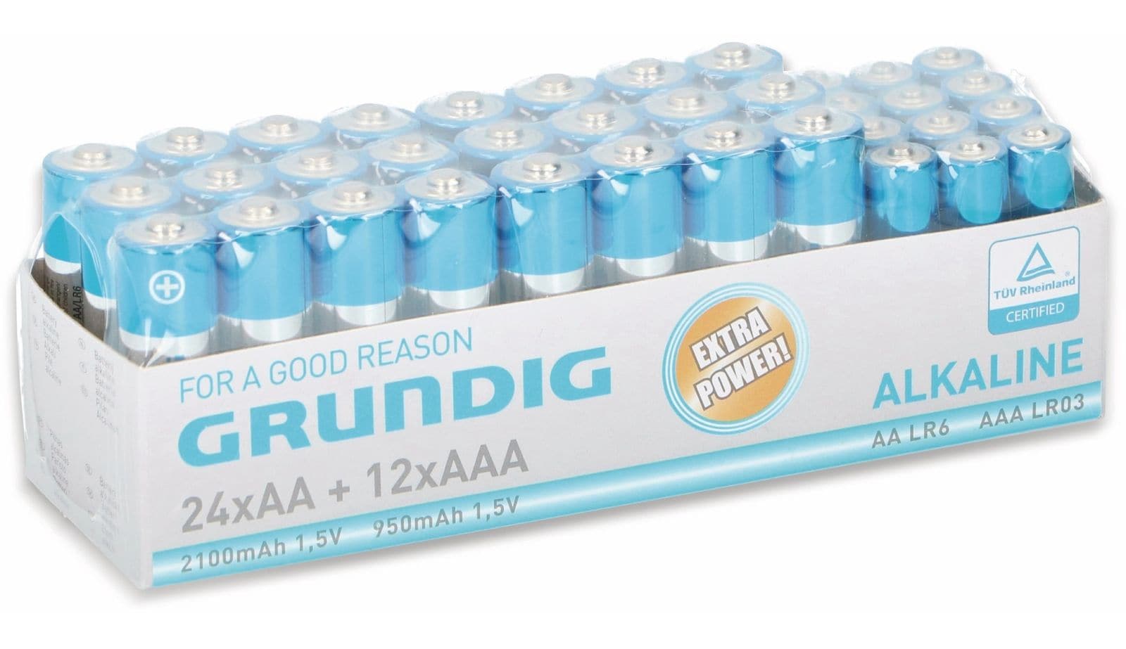 GRUNDIG Alkaline-Batterien-Set 24 Stück AA/12 Stück AAA von Grundig