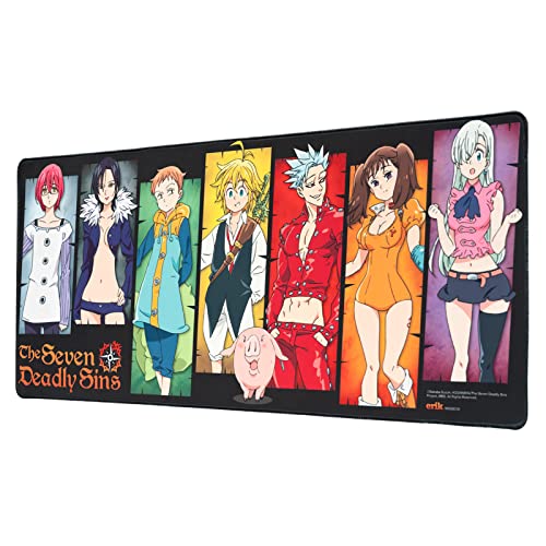 Offizielles Seven Deadly Sins XXL Mauspad – Schreibtischunterlage – 80 x 35 cm rutschfeste Gummiunterseite Mauspad, Gaming-Mauspad, Tastatur-Mauspad – Sieben tödliche Sünden Manga von Grupo Erik Editores, S.L.