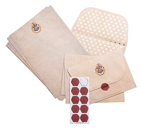 Grupo Erik Briefpapier-Set Harry Potter Briefpapier mit Hogwarts Logo - 20 Blatt A5-Notizpapier, 10 Briefumschläge, Wachssiegel-Aufkleber Grupo Erik Briefpapier-Set Harry Potter Briefpapier mit Hogwarts Logo - 20 Blatt A5-Notizpapier, 10 Briefumschläge, Wachssiegel-Aufkleber von Grupo Erik