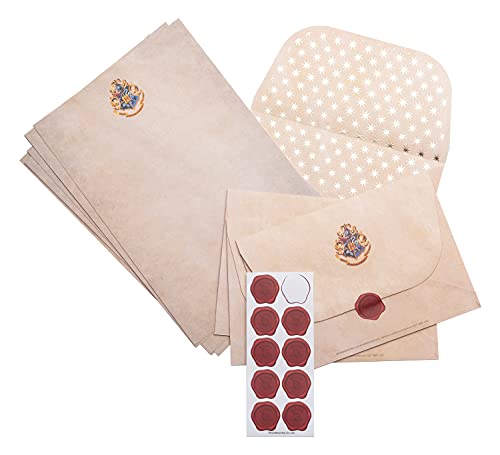 Grupo Erik Briefpapier-Set Harry Potter Briefpapier mit Hogwarts Logo - 20 Blatt A5-Notizpapier, 10 Briefumschläge, Wachssiegel-Aufkleber von Grupo Erik