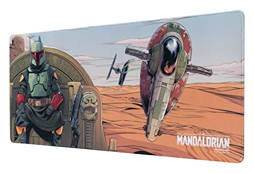 Grupo Erik Gaming Mauspad XXL The Mandalorian Boba Fett - Mousepad Groß - Gaming Mousepad XXL - Mauspad Gaming - Rutschfeste Unterseite, Wasserabweisend und verstärkte Kanten - Star Wars Fanartikel von Grupo Erik