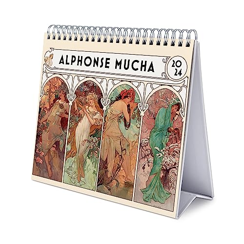 Grupo Erik Kalender 2024 Tischkalender Alphonse Mucha Kalender 2024 Familienplaner Tischkalender 2024 zum Aufstellen 20 x 17 cm Jahreskalender 2024 von Grupo Erik