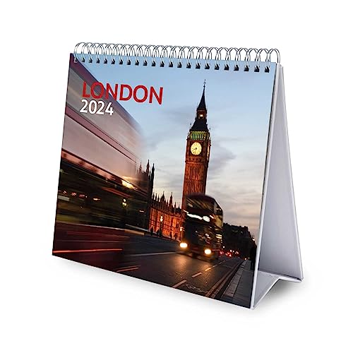 Grupo Erik Kalender 2024 Tischkalender London Kalender 2024 Familienplaner Tischkalender 2024 zum Aufstellen 20 x 17 cm Jahreskalender 2024 von Grupo Erik