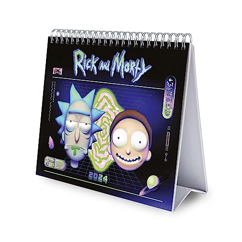 Grupo Erik Kalender 2024 Tischkalender Rick and Morty Kalender 2024 Familienplaner Tischkalender 2024 zum Aufstellen 20 x 17 cm Jahreskalender 2024 von Grupo Erik