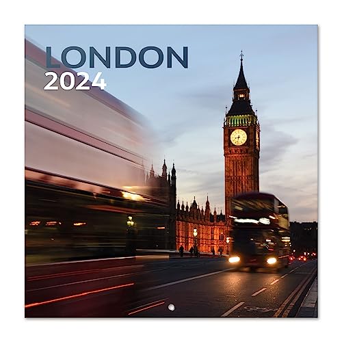 Grupo Erik Kalender 2024 Wandkalender 2024 - London Kalender 2024 Familienplaner 30 x 30 cm 12 Monate + Letzten 4 Monate 2023 auf einer Seite von Grupo Erik